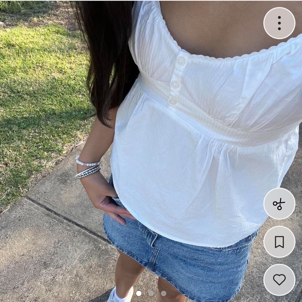 Brandy Melville White Buttoned Top